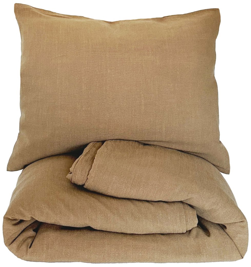HEDDA Lněné povlečení Naira mustard, rozměr set 70 × 90 cm + 140 × 200 cm