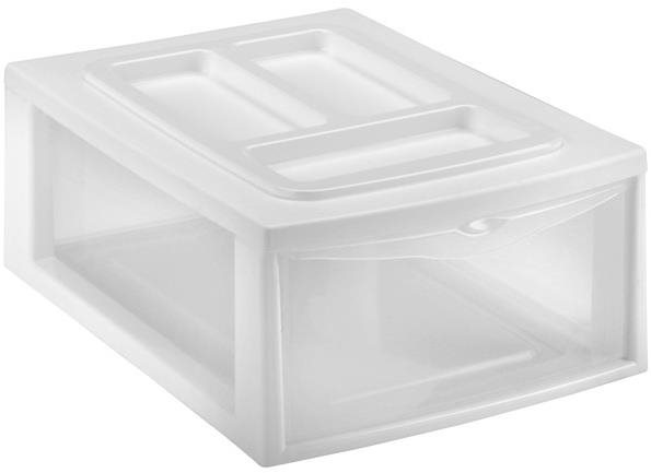 HEIDRUN Regál 38 × 27 × 14 cm se šuplíkem, bílý, plast