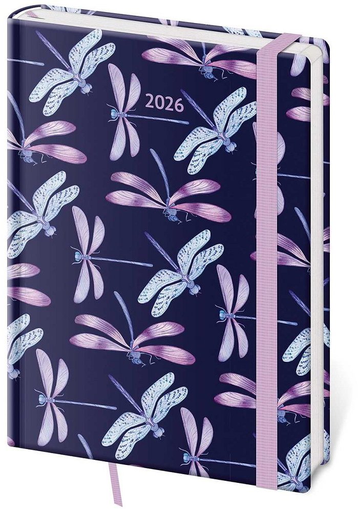 Helma Vario týdenní s gumičkou Dragonfly 2026, A5, 14,5 × 20,5 cm