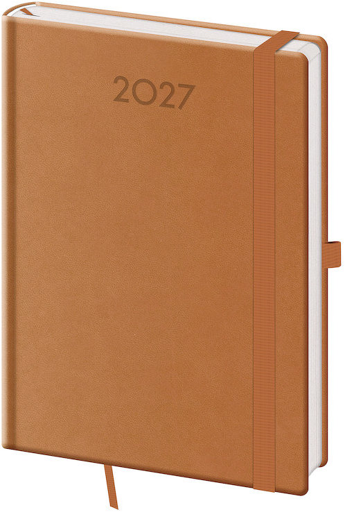 HELMA 365 denní 2027 A5 Print Plus, přírodní hnědý