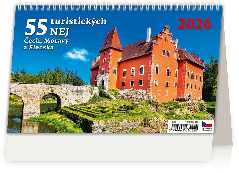 Helma 55 turistických nej Čech, Moravy a Slezska 2026, 22,6 × 13,9 cm