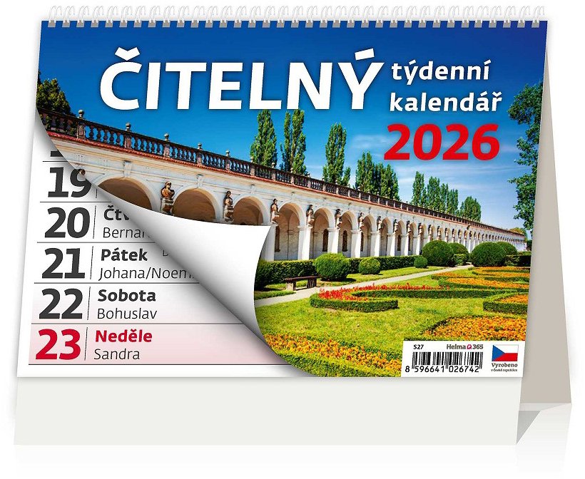 Helma Čitelný stolní týdenní 2026, 21,1 × 14,8 cm