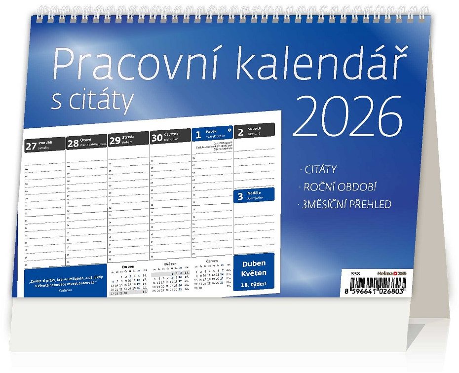 Helma Pracovní s Citáty 2026, 21,1 × 14,8 cm