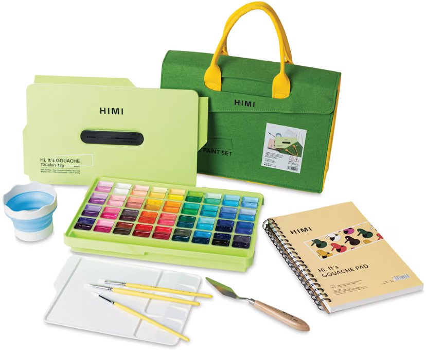 Himi Kvašové barvy Twin Cup Gouache Set, 72 Colours, Apple Green Case, sada 8 ks