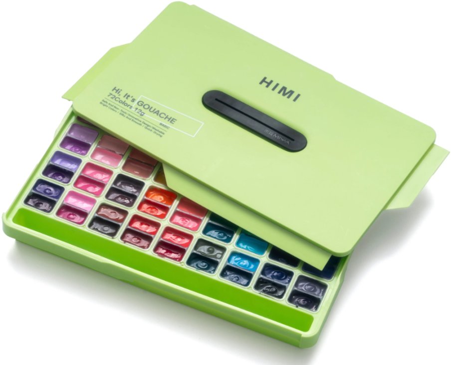 Himi Kvašové barvy Twin Cup Gouache Set, 72 Colours, Apple Green Case
