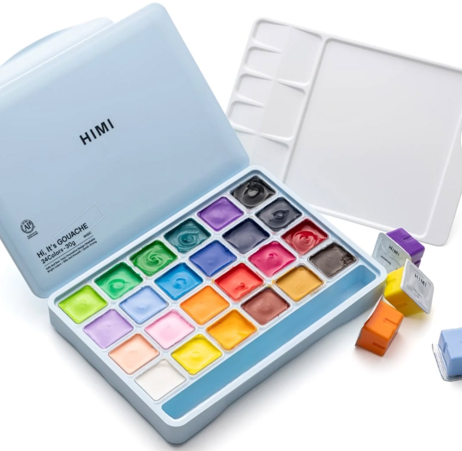 HIMI Jelly Cup Gouache Set 24 Colours, Ice Blue Case Edition