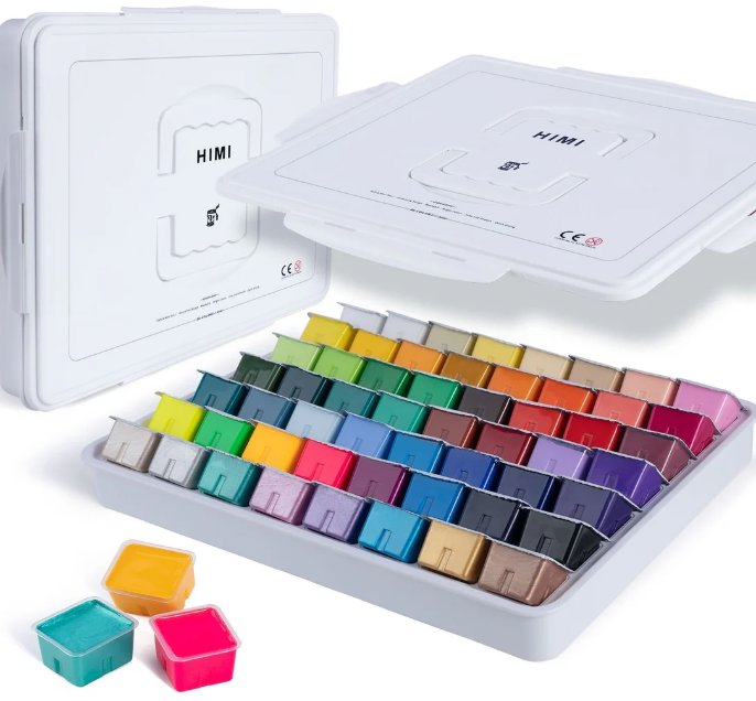 HIMI Jelly Cup Gouache Set 56 Colours, White Case Edition