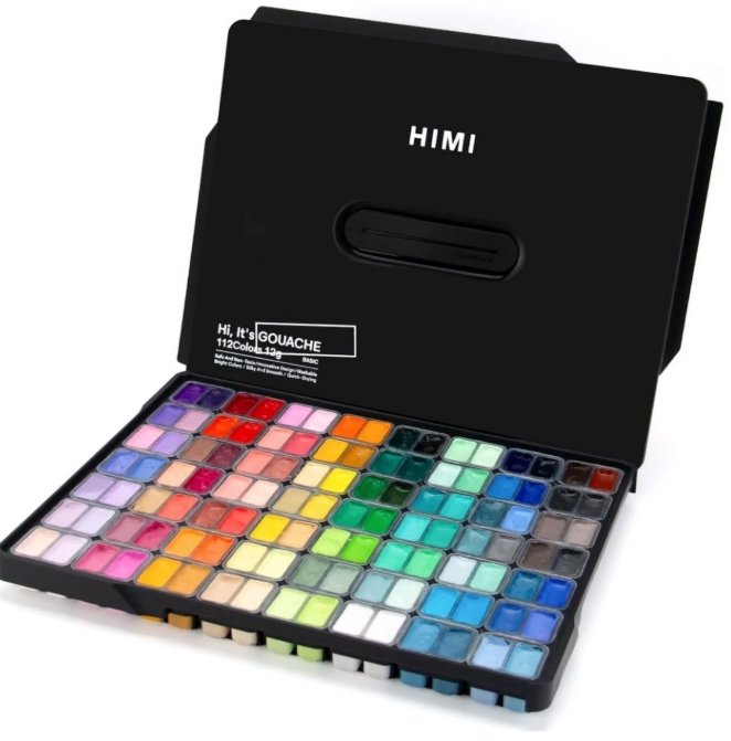 HIMI Twin Cup Gouache Set 112 Colours, Black Edition