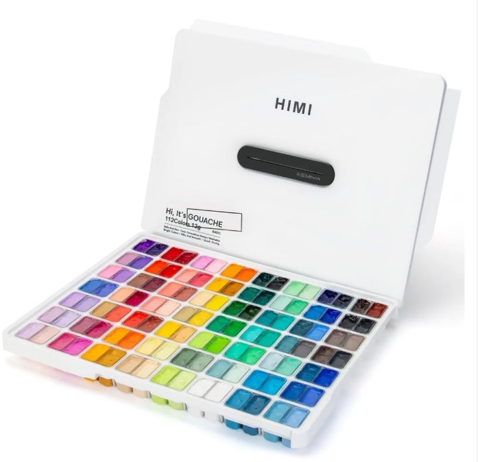 HIMI Twin Cup Gouache Set 112 Colours, White Edition