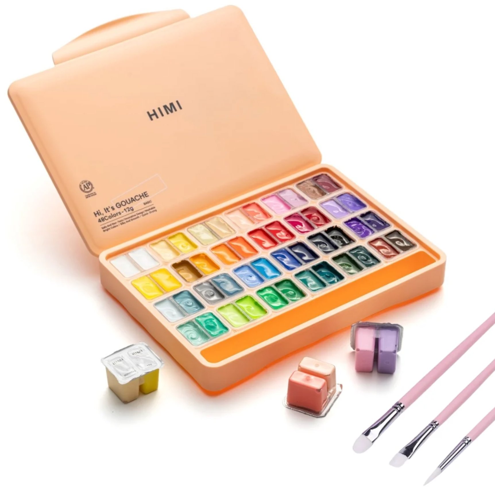 HIMI Twin Cup Gouache Set 48 barev + 3 štětce