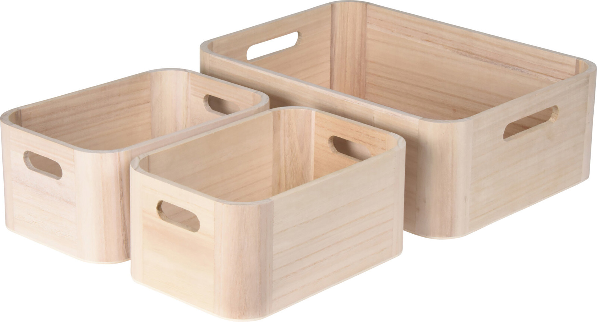 H&L Sada 3 ks úložných krabic WoodyBox, světlé dřevo