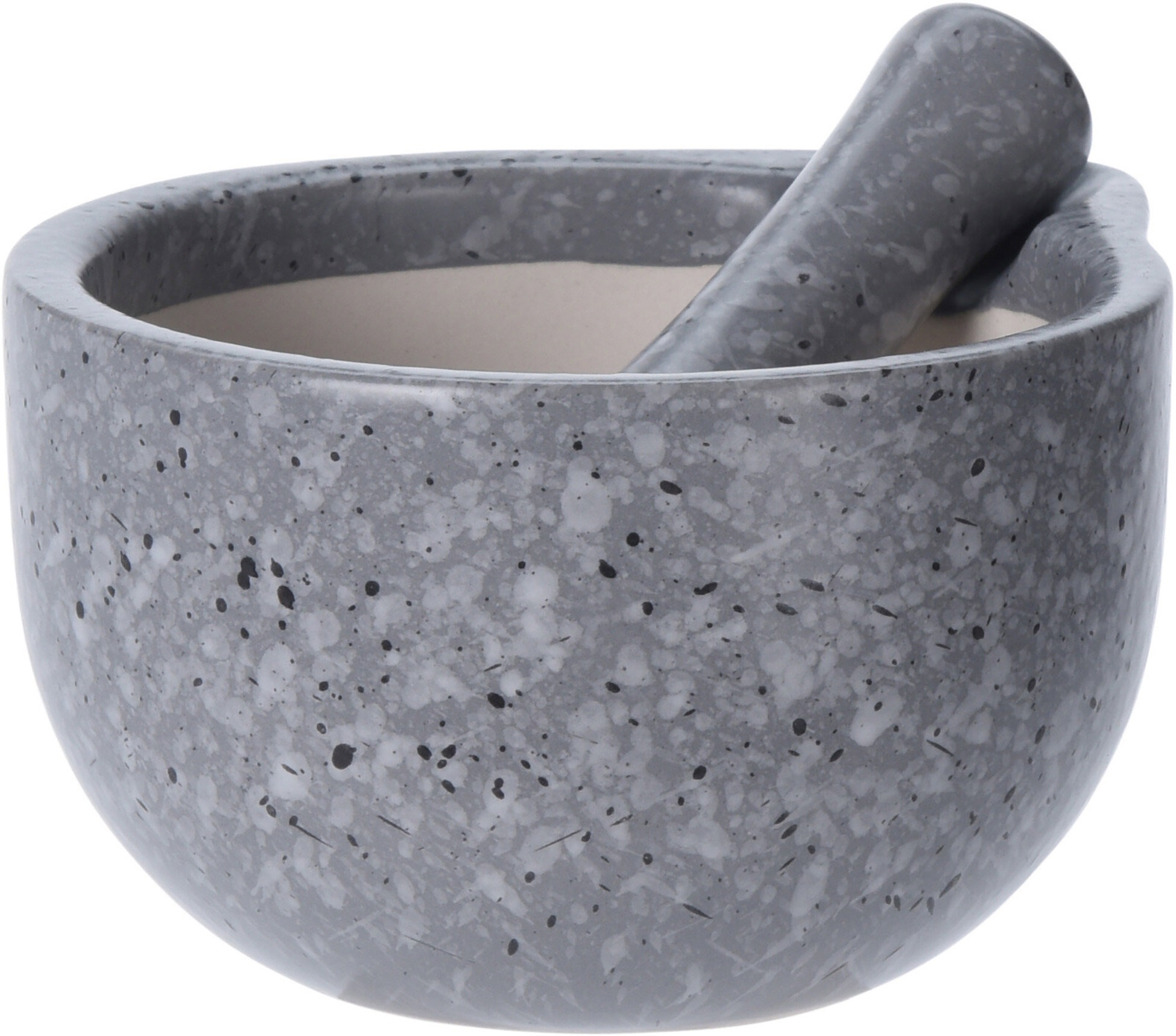 H&L Hmoždíř StoneLook 330 ml, kamenina, žulový efekt – středně šedý