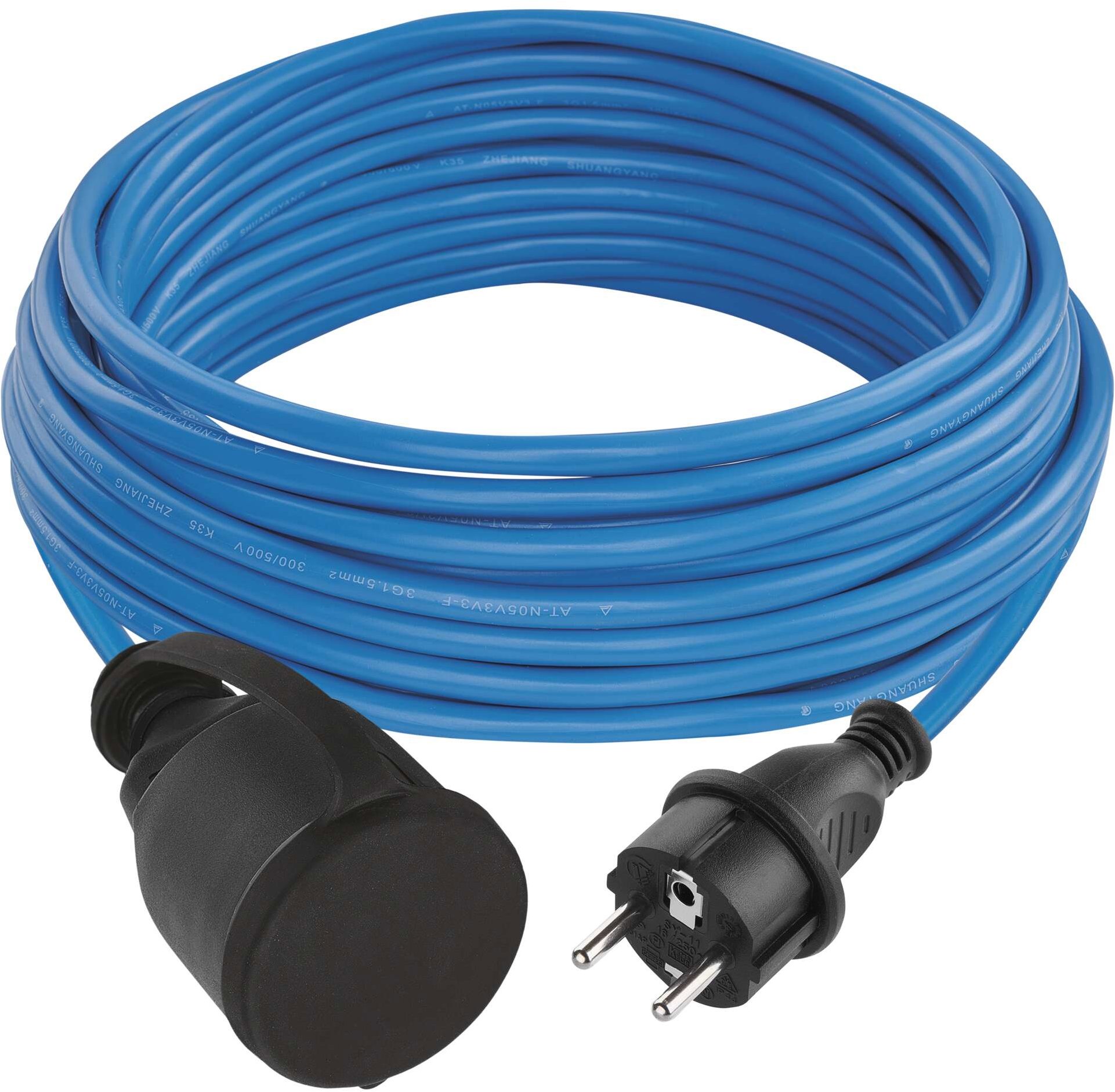 EMOS Počasí odolný kabel 10 m, 1 zásuvka, modrý, silikon, 230 V, 1,5 mm2