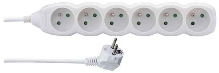 EMOS Prodlužovací kabel – 6 zásuvek, 2m, bílý