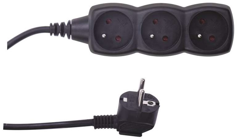 EMOS Prodlužovací kabel – 3 zásuvky, 5m, černý