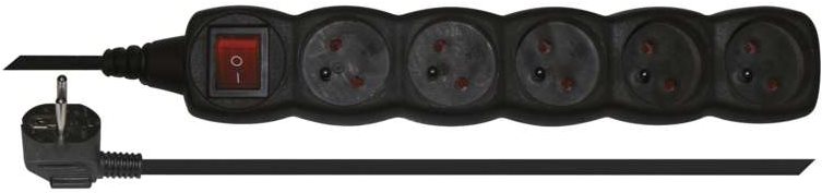 EMOS Prodlužovací kabel s vypínačem – 5 zásuvek, 3m, černý