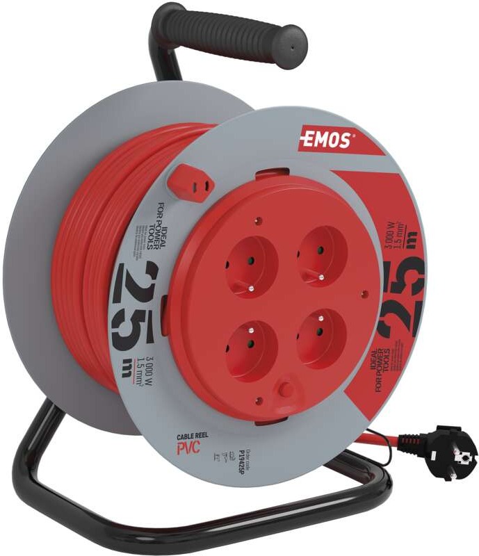 EMOS PVC kabel na bubnu s 4 zásuvkami a 25m délkou
