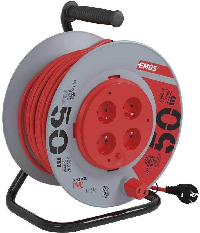 EMOS PVC kabel na bubnu s 4 zásuvkami a délkou 50m