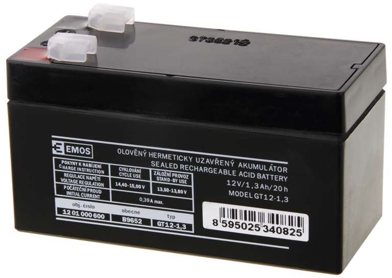 EMOS Bezúdržbový olověný akumulátor 12 V/1,3 Ah, faston 4,7 mm