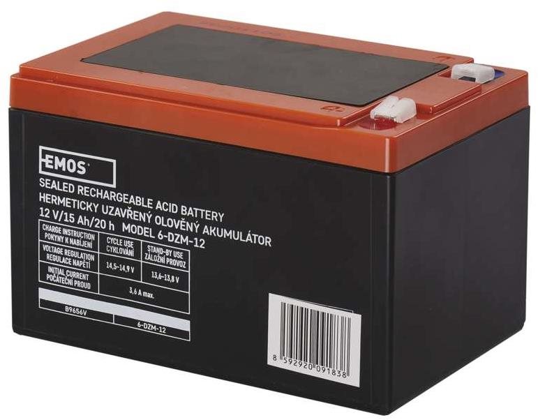 EMOS Bezúdržbový trakční olověný akumulátor 12 V/15 Ah, faston 6,3 mm