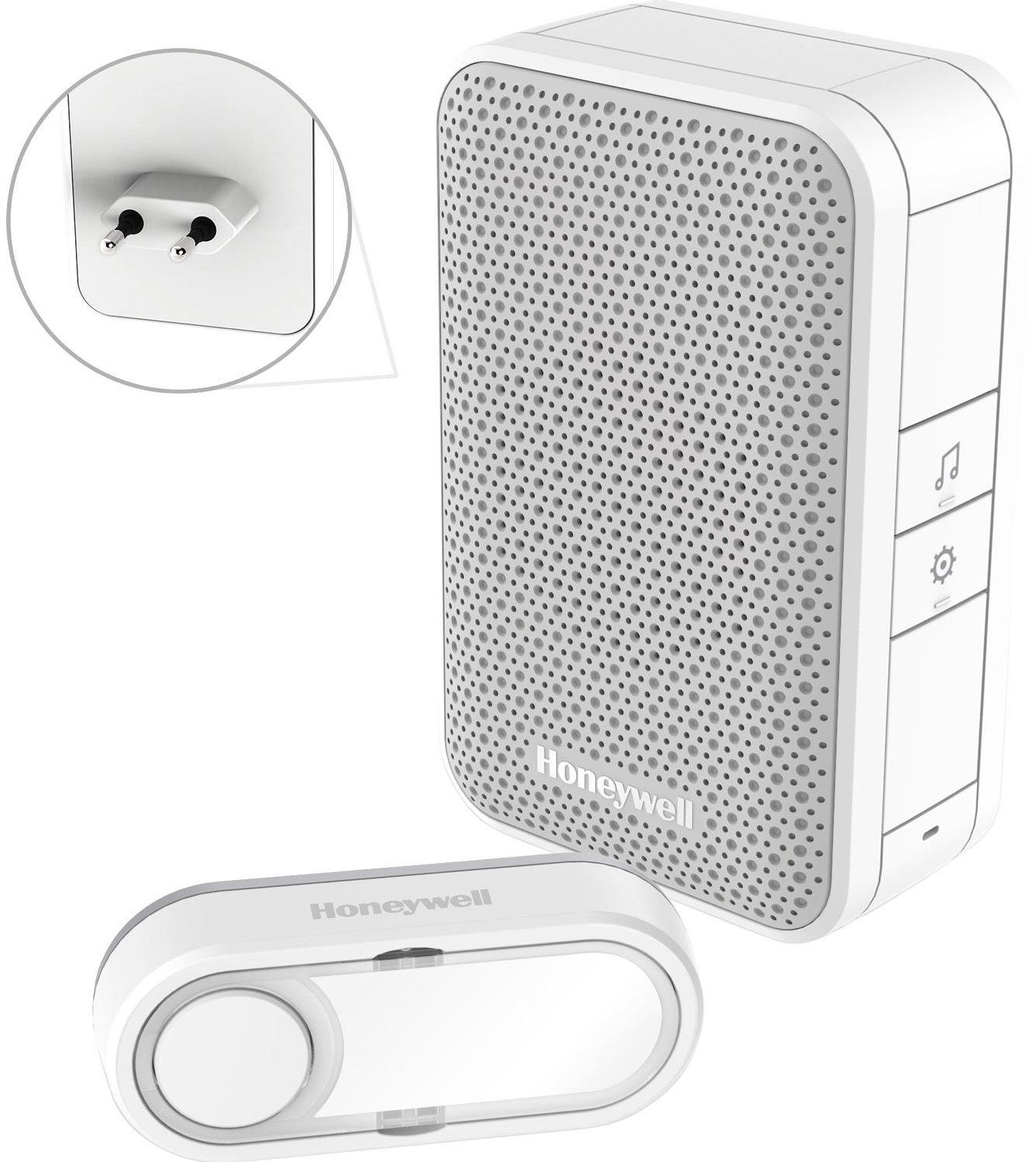 Honeywell DC313NP2 bezdrátový zvonek Series 3, 6 melodií, základna do zásuvky, design. tlačítko