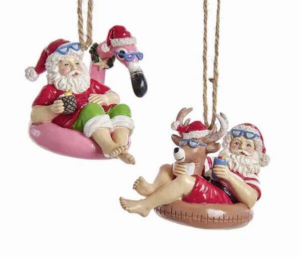 KURT ADLER Vánoční ozdoba - Santa na kruhu, 1 ks