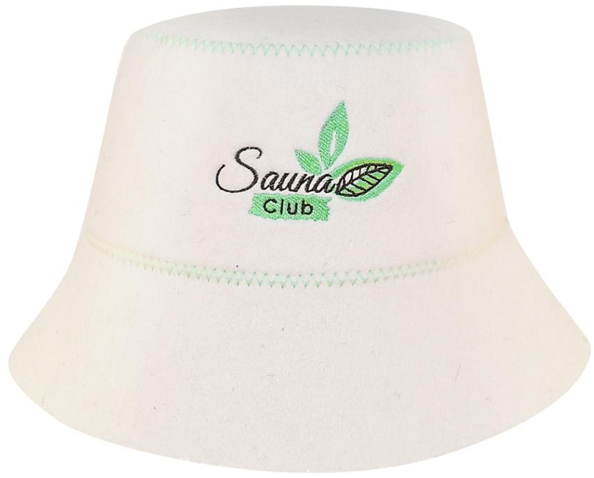 SOTRA Čepice do sauny s výšivkou SAUNA club, vlna plstěná