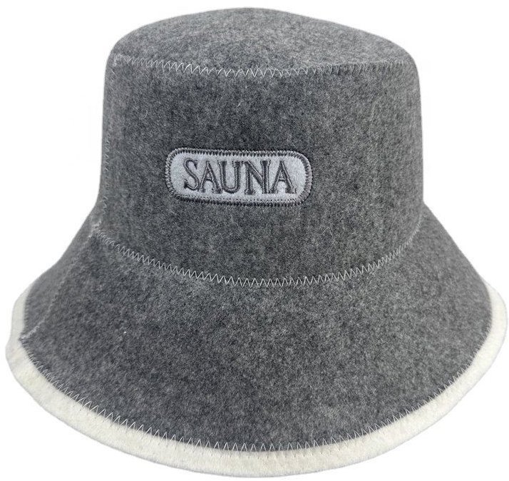 Sotra Čepice do sauny s výšivkou SAUNA, šedá, 100% vlna