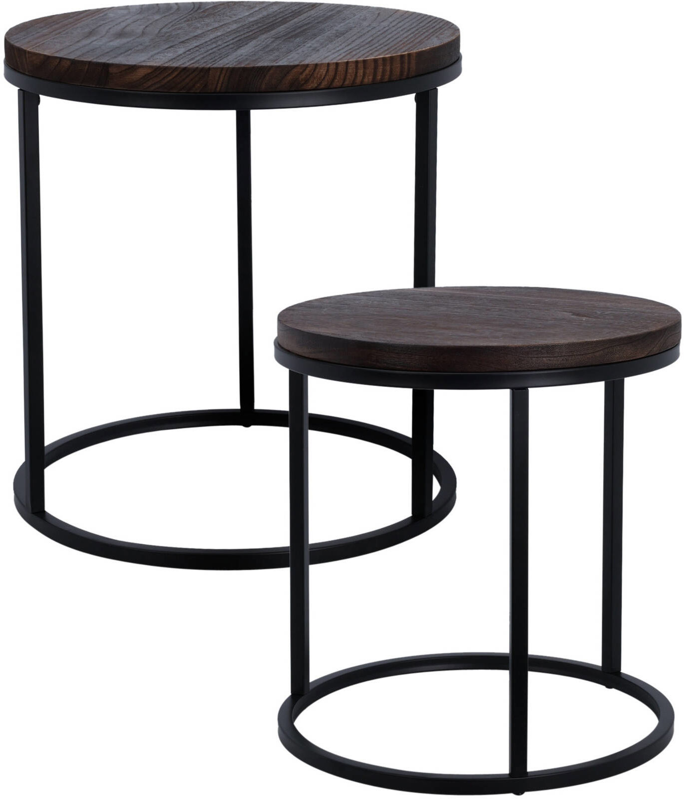 Home Styling Collection Sada kávových stolků s dřevěnou deskou, 2 ks, průměr 43 cm, průměr 38 cm