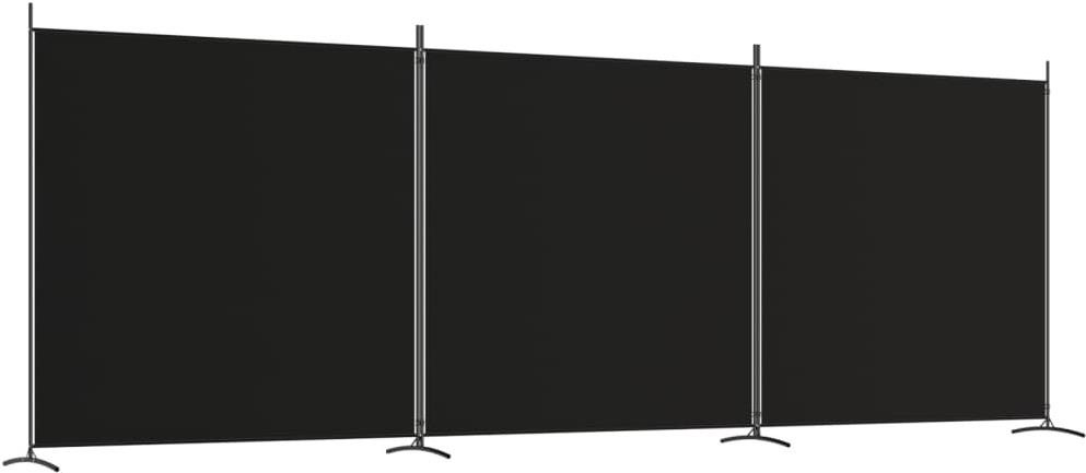 Shumee 3dílný paraván černý 525 × 180 cm textil