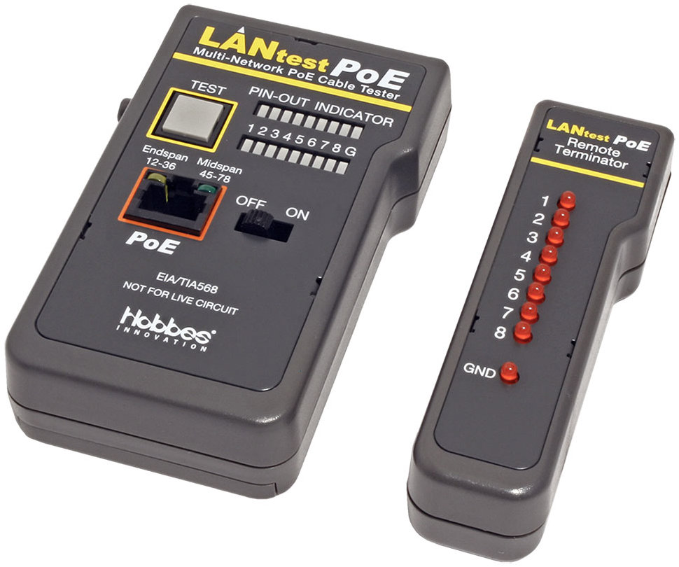 HOBBES Tester kabeláže (RJ45, RJ12, BNC), POE (LANtest PoE)