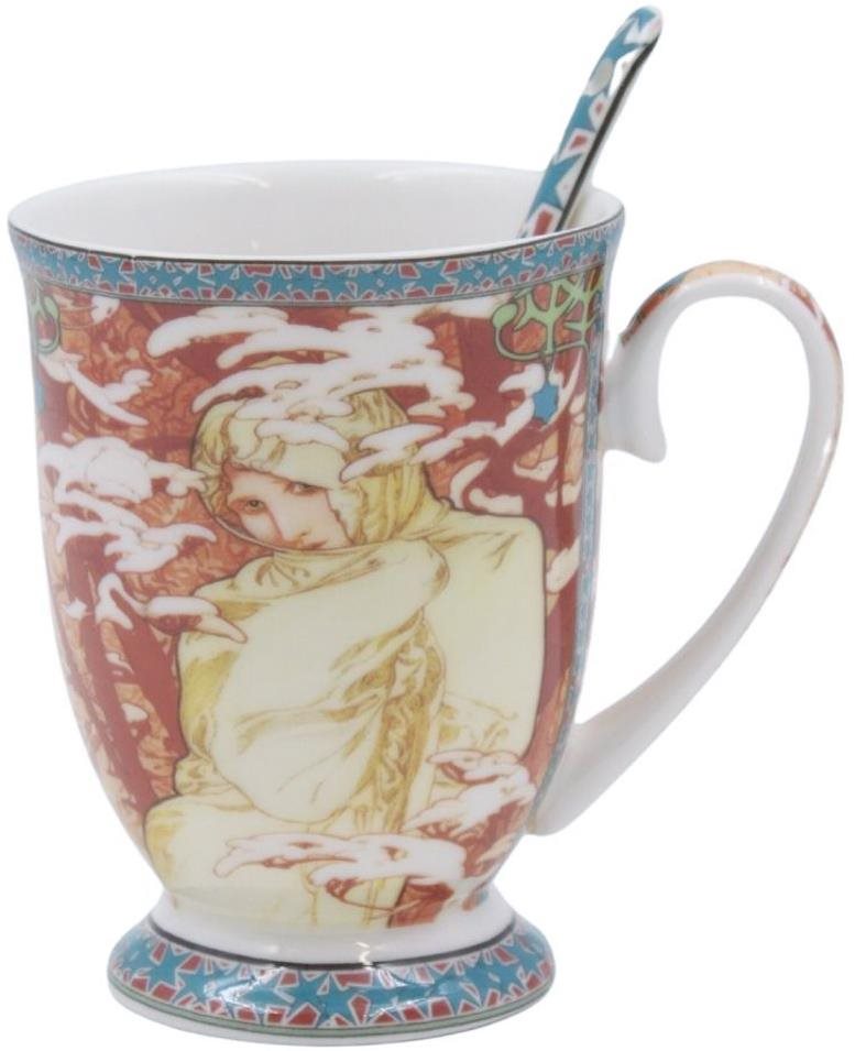 Home Elements porcelánový hrnek 280 ml se lžičkou, Mucha Zima