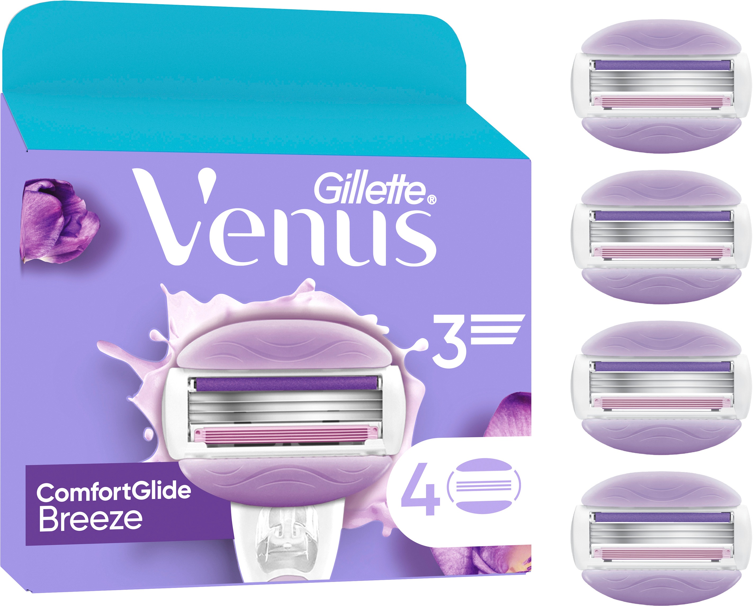GILLETTE Venus, ComfortGlide Breeze, dámské náhradní hlavice, 4 ks