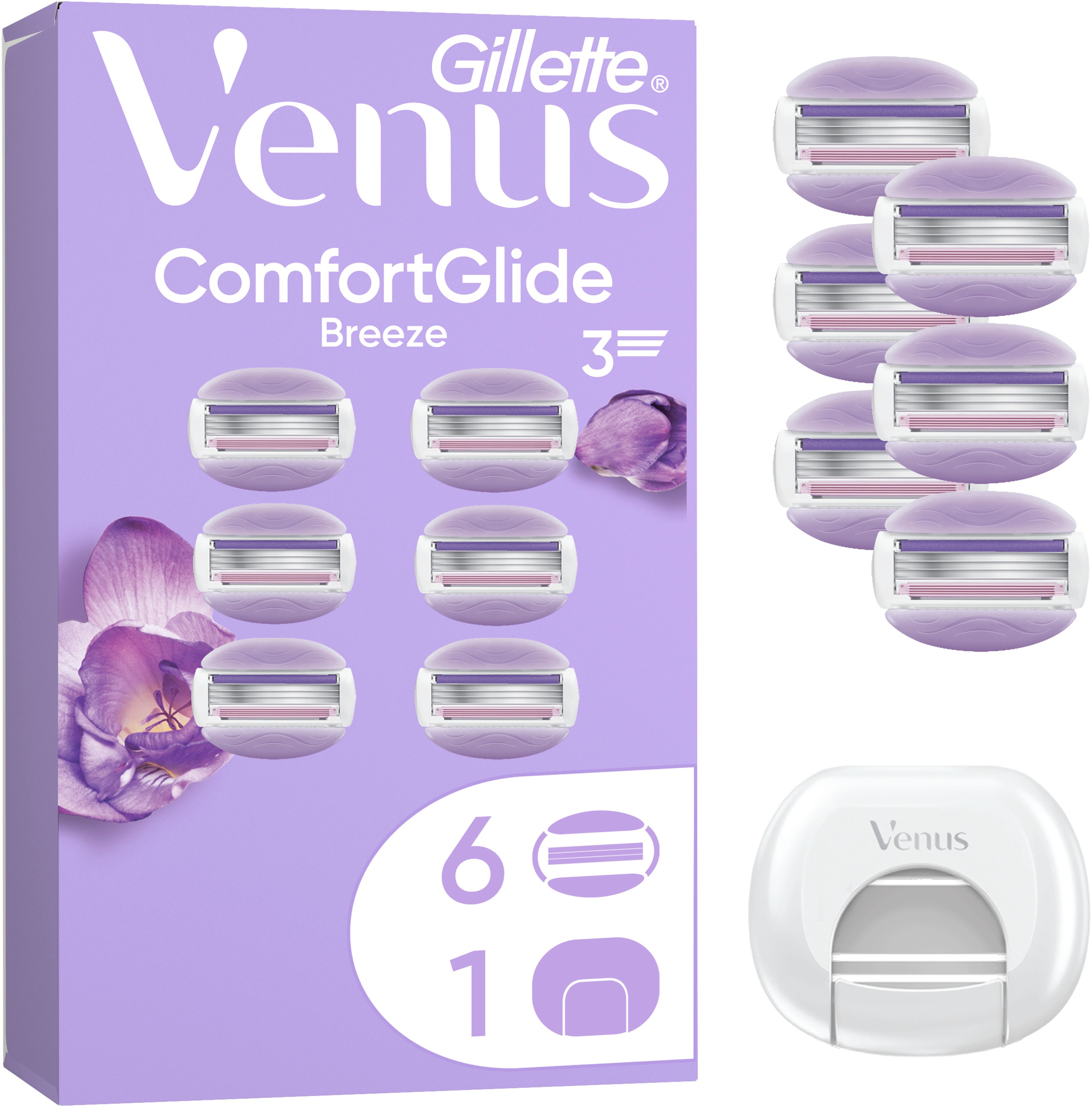 GILLETTE Venus ComfortGlide Breeze 6 ks + kryt na žiletku