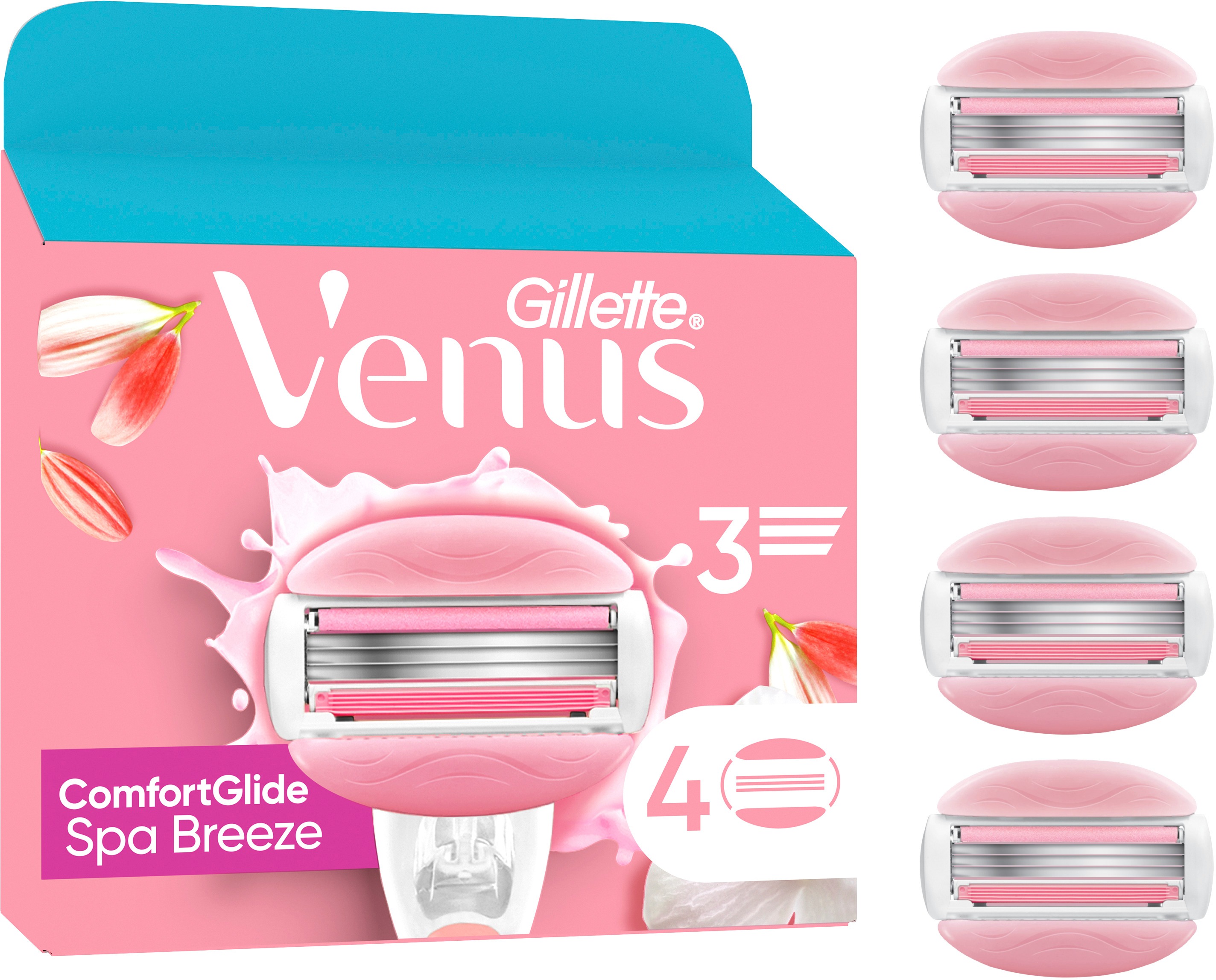 GILLETTE Venus ComfortGlide Spa Breeze, dámské náhradní hlavice, 4 ks