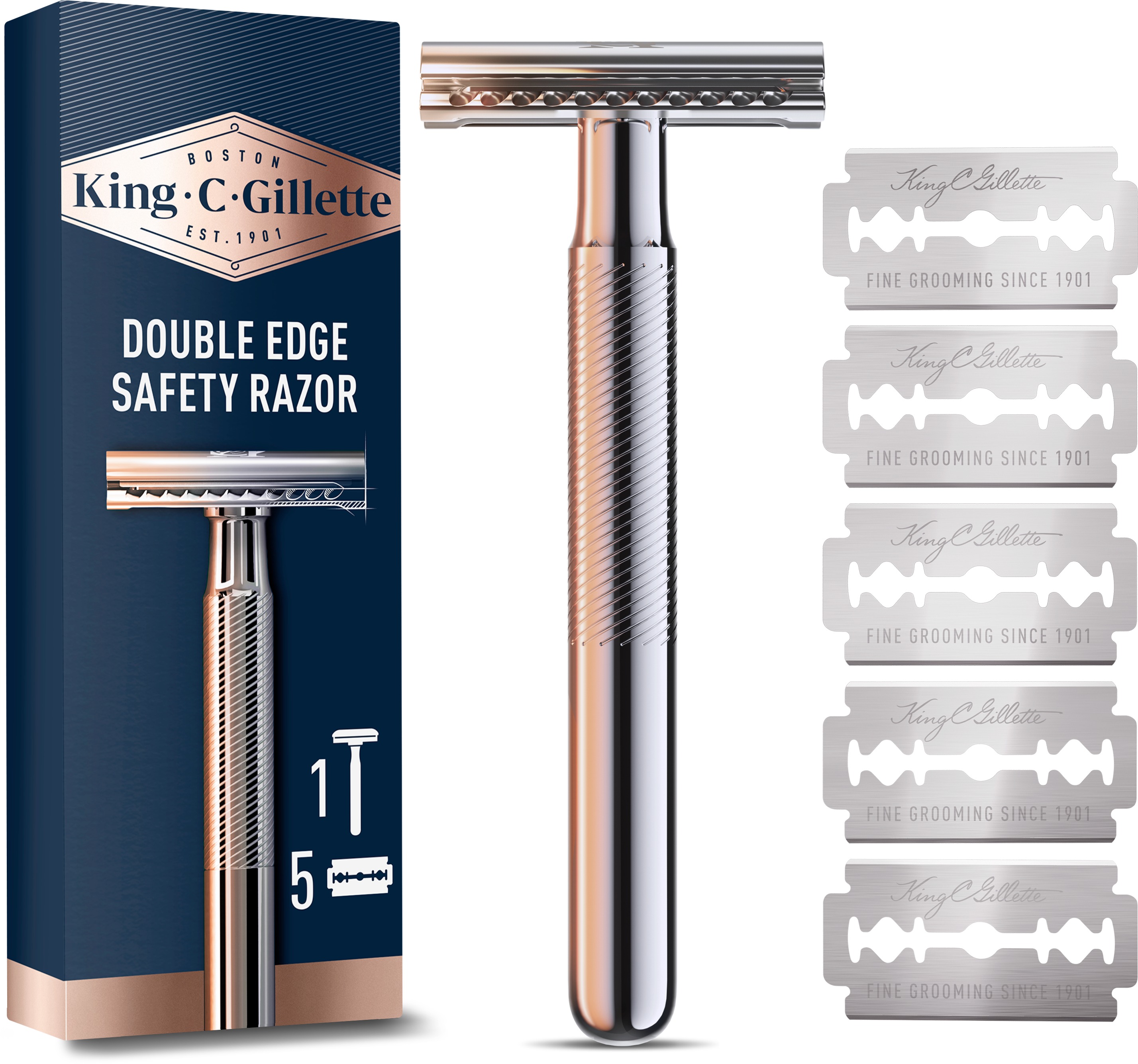 KING C. GILLETTE Double Edge holicí strojek + hlavice 5 ks