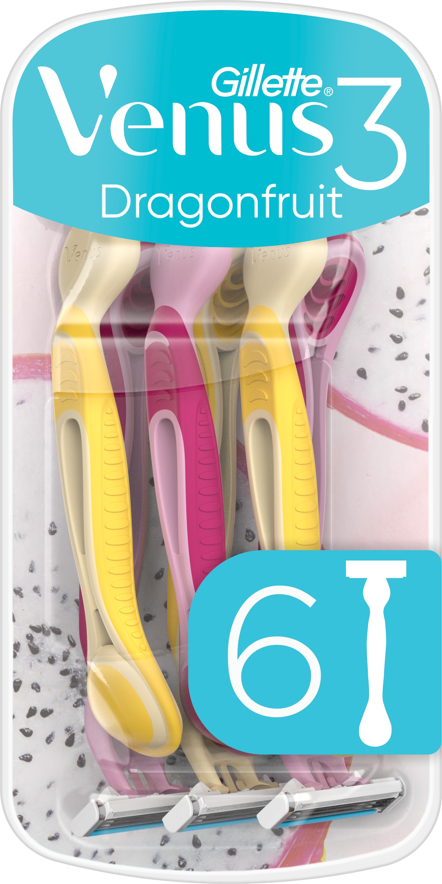 GILLETTE Venus 3 Dragonfruit, dámská holítka, 6 ks