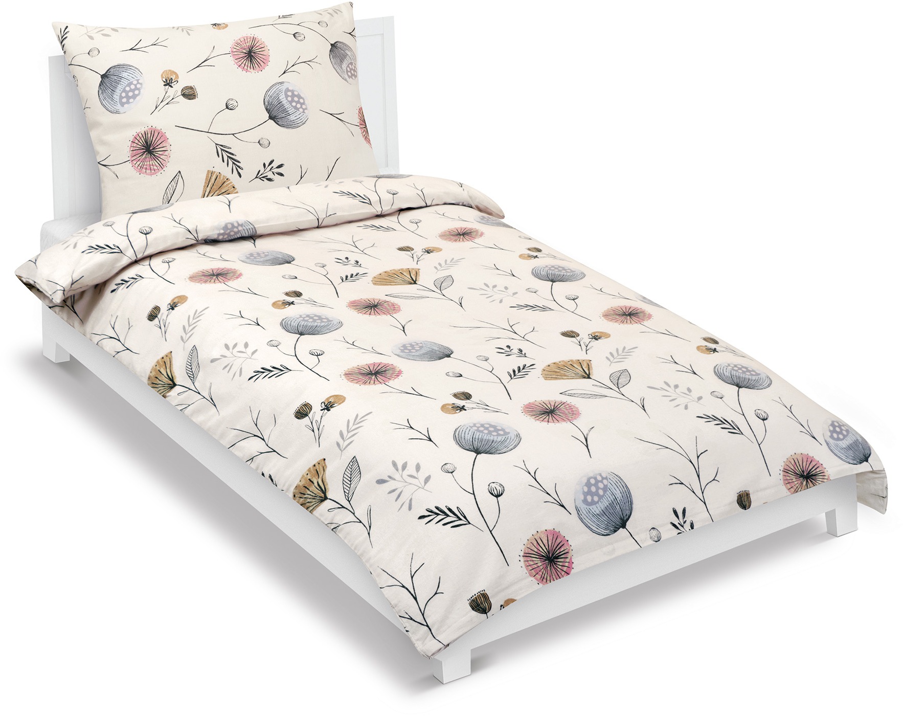 BELLATEX Povlečení flanel 12/709 makovice 140 × 200, 70 × 90