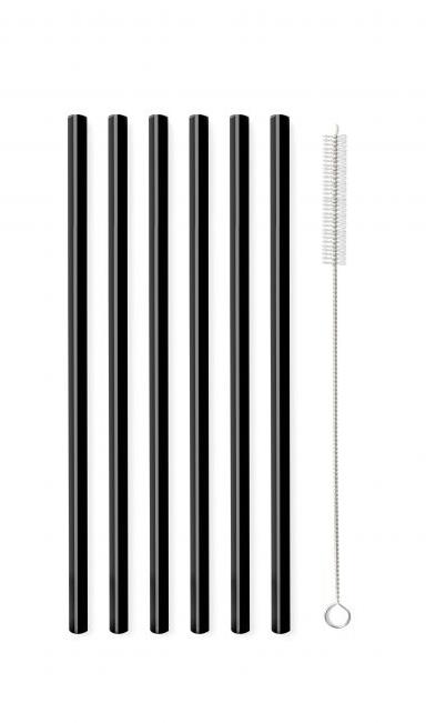 Vialli Design Brčko skleněné černé, rovné 200 mm, 6 ks + kartáček_6599