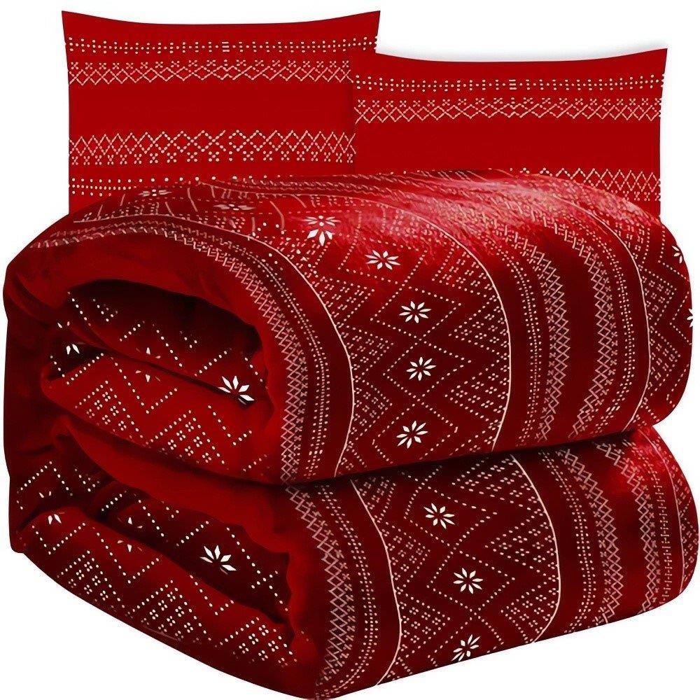 Ruhhy 22594 Deka 160 × 200 cm + 2× povlak na polštář, červená