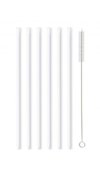 Vialli Design Brčko skleněné bílé, rovné 200 mm, 6 ks + kartáček_6612