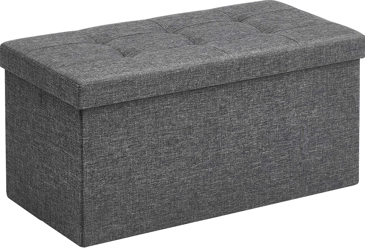Šedý taburet Dochtmann s úložným prostorem, rozměry 76 × 38 × 38 cm
