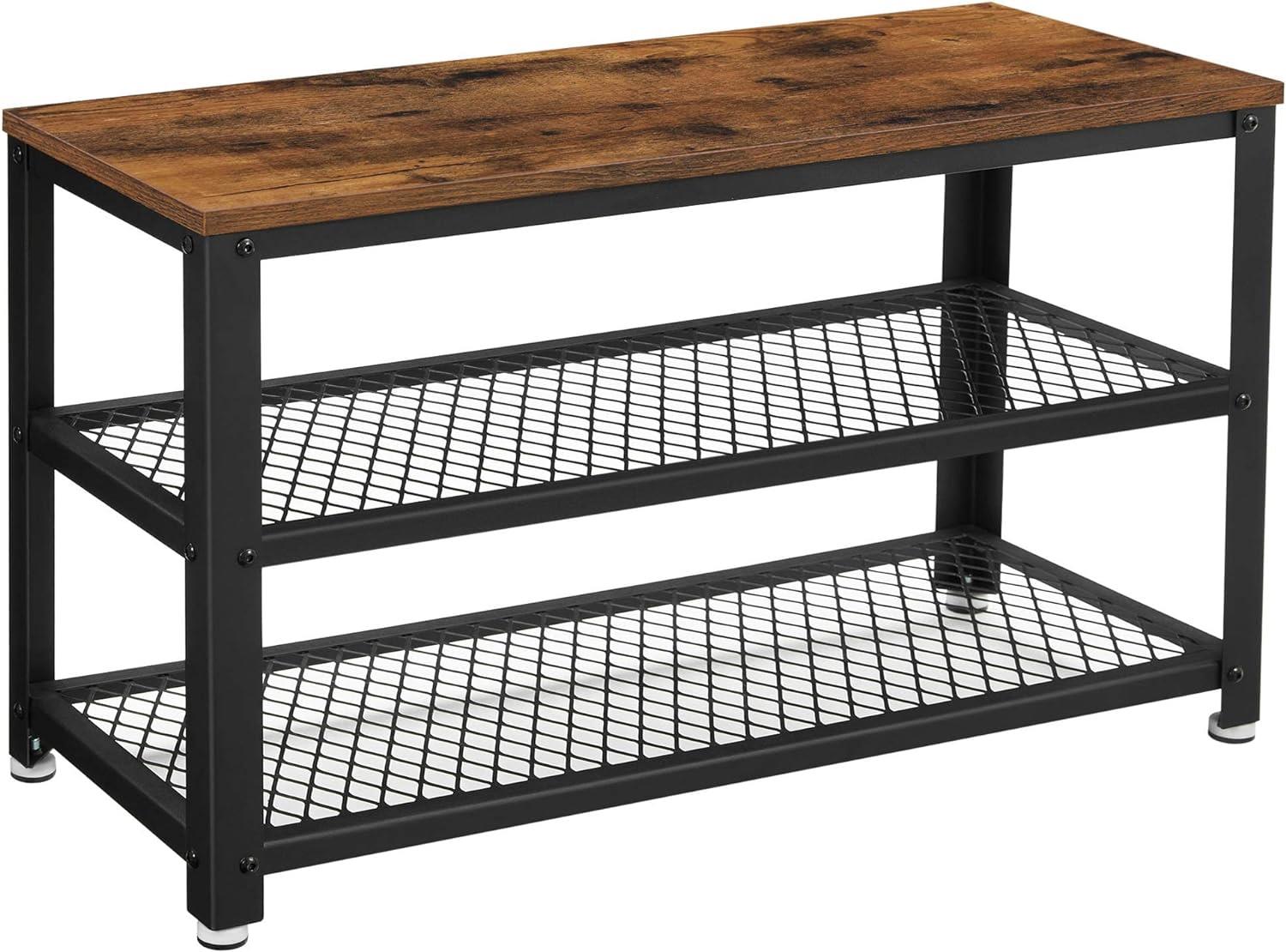 Botník VASAGLE se 2 policemi, hnědý industriální design