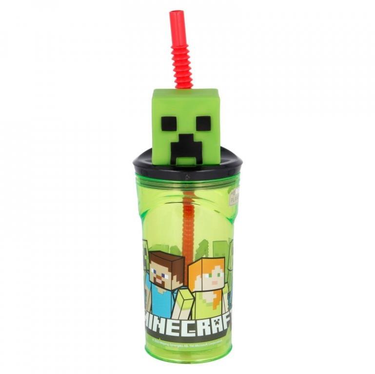 ALUM Plastový kelímek Minecraft 3D s brčkem 360 ml
