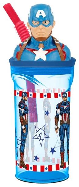 Alum Kelímek s brčkem a 3D figurkou Marvel Avengers Capitan America 360 ml