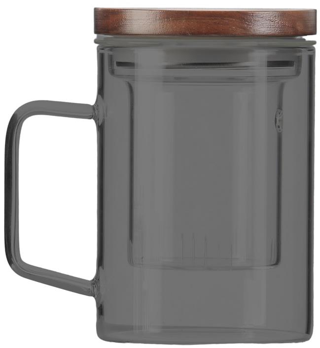 Vialli Design Hrnek skleněný s infuzérem SOHO, 350 ml, grafitový_9361