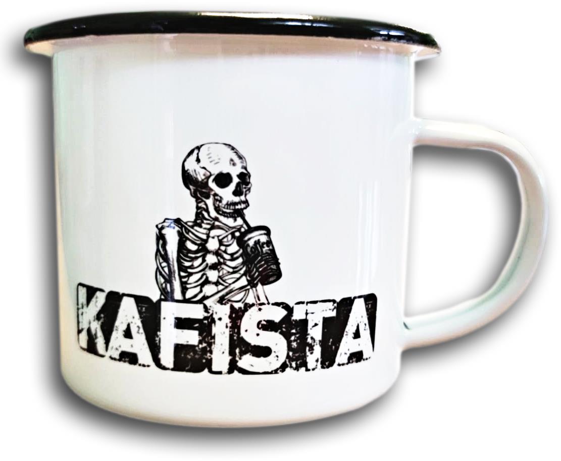 Kafista Plecháček 0,33 l, s logem Kafista, černý lem