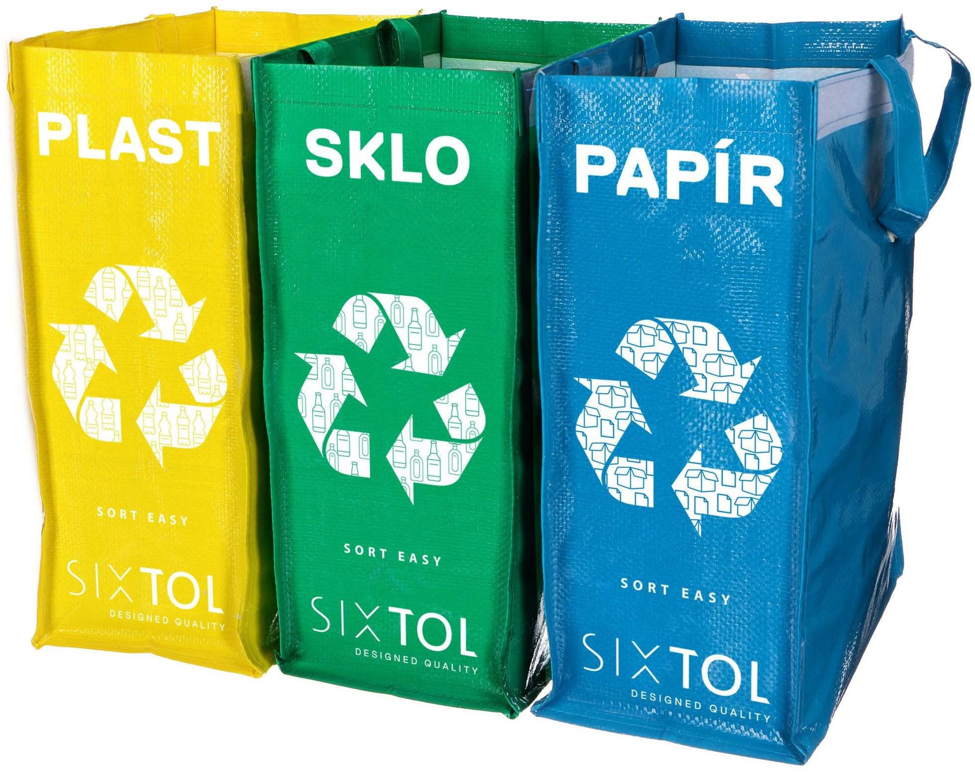 SIXTOL Tašky na tříděný odpad Sort Easy 3 slim, 18 × 30 × 40 cm, 3 × 22 l, 3 ks