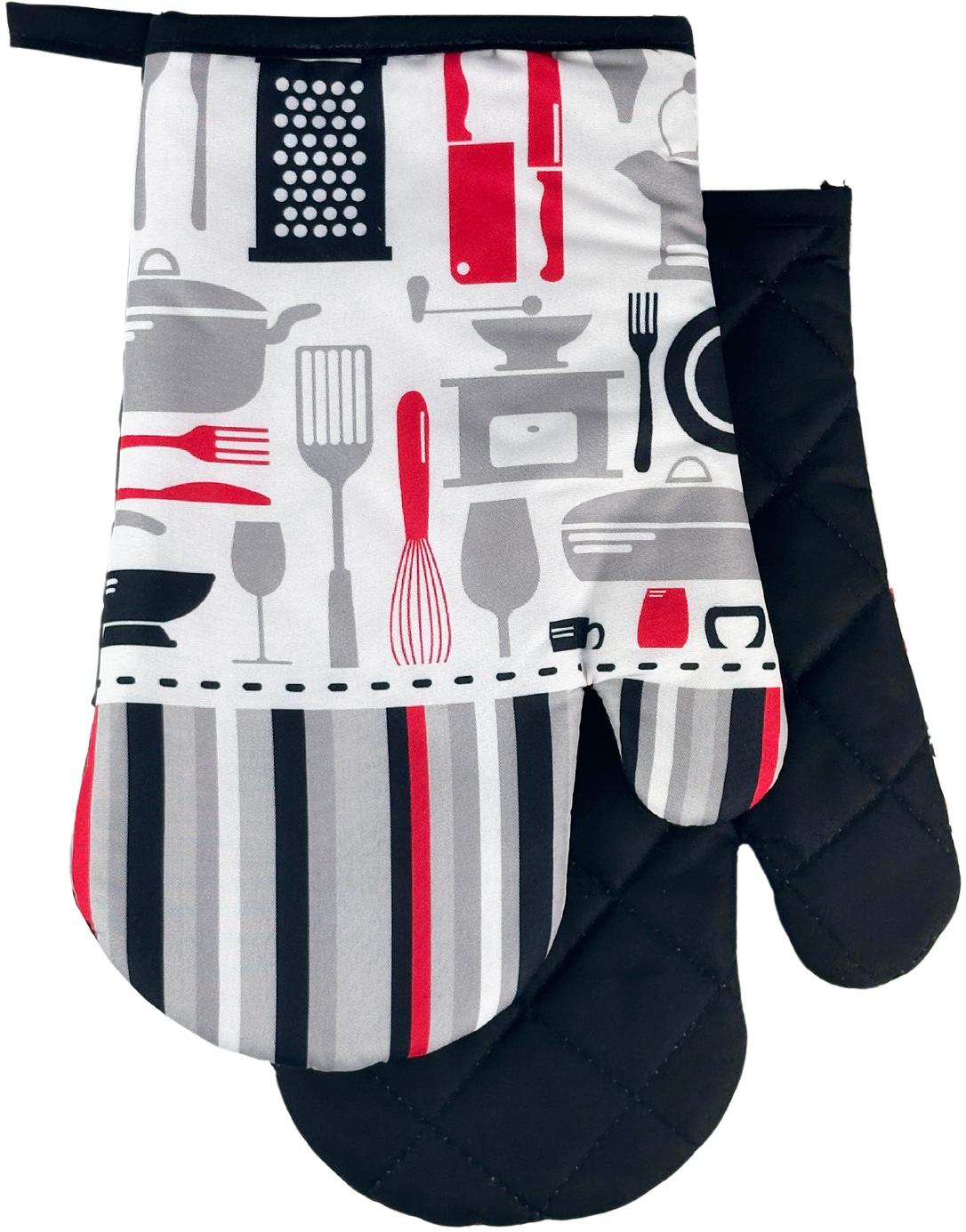 Euromat Chňapka kuchyňská/rukavice s magnetem a poutkem - Kitchen černá/červená