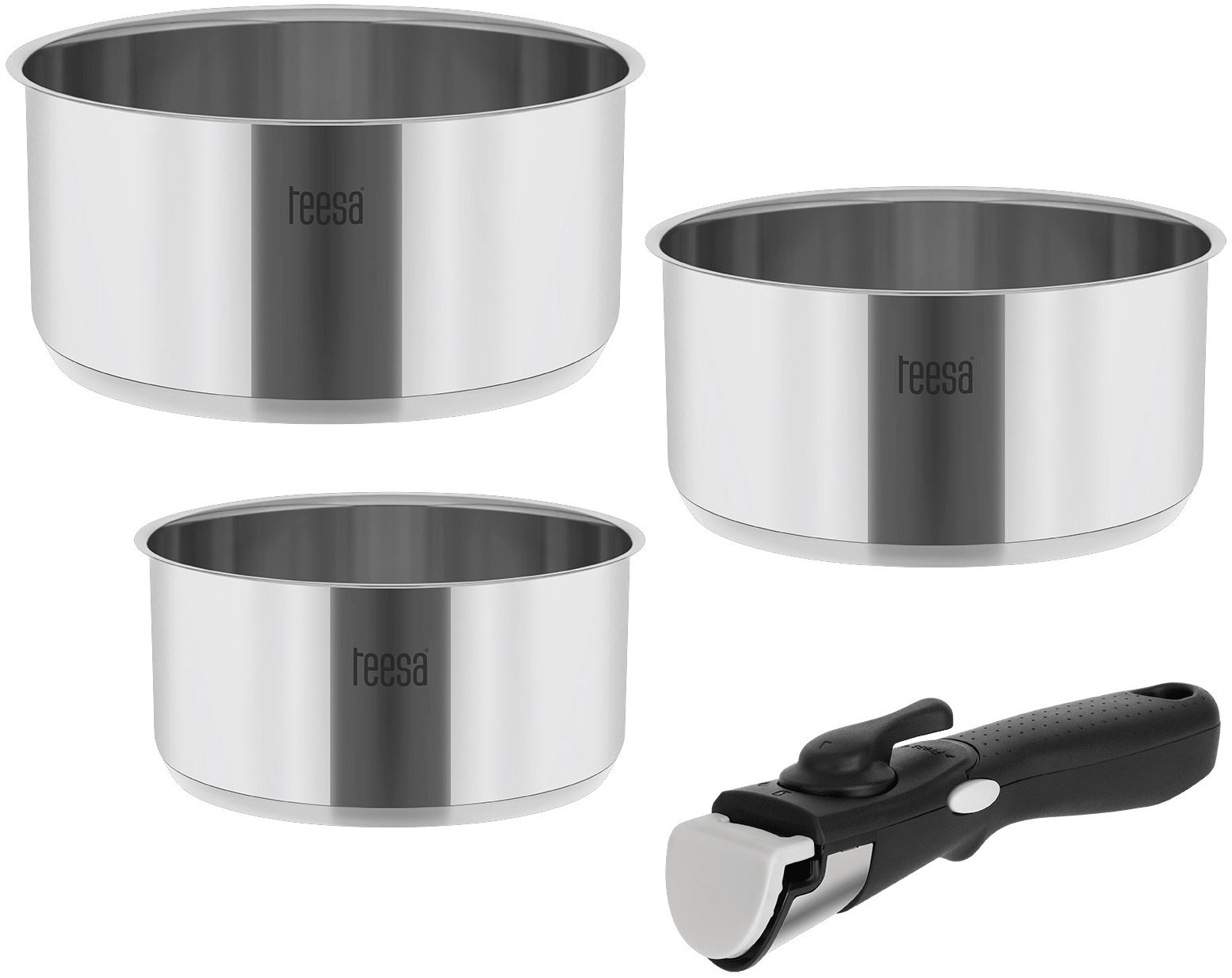 Teesa TSA0148 Sada nerezových hrnců s odnímatelnou rukojetí Cook Expert 3 ks